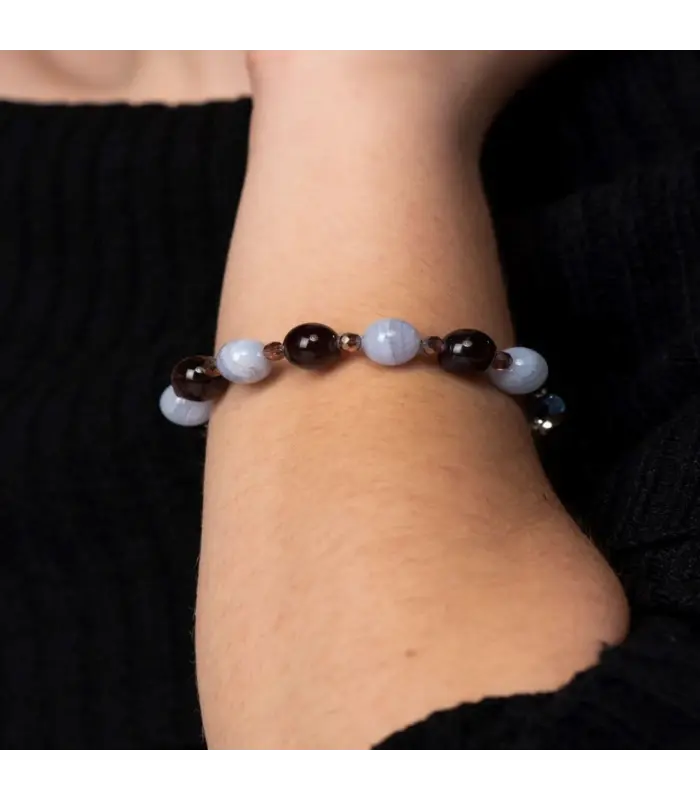 Bracelet Blue Lace Agate and Amethyst Bracelet