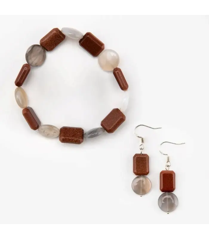 Earrings Brown Goldstone and Agate Earrings