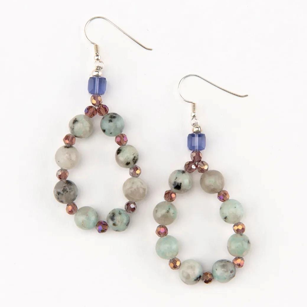 Earrings FLEXY Collection - Kiwi Jasper Hooped Earrings