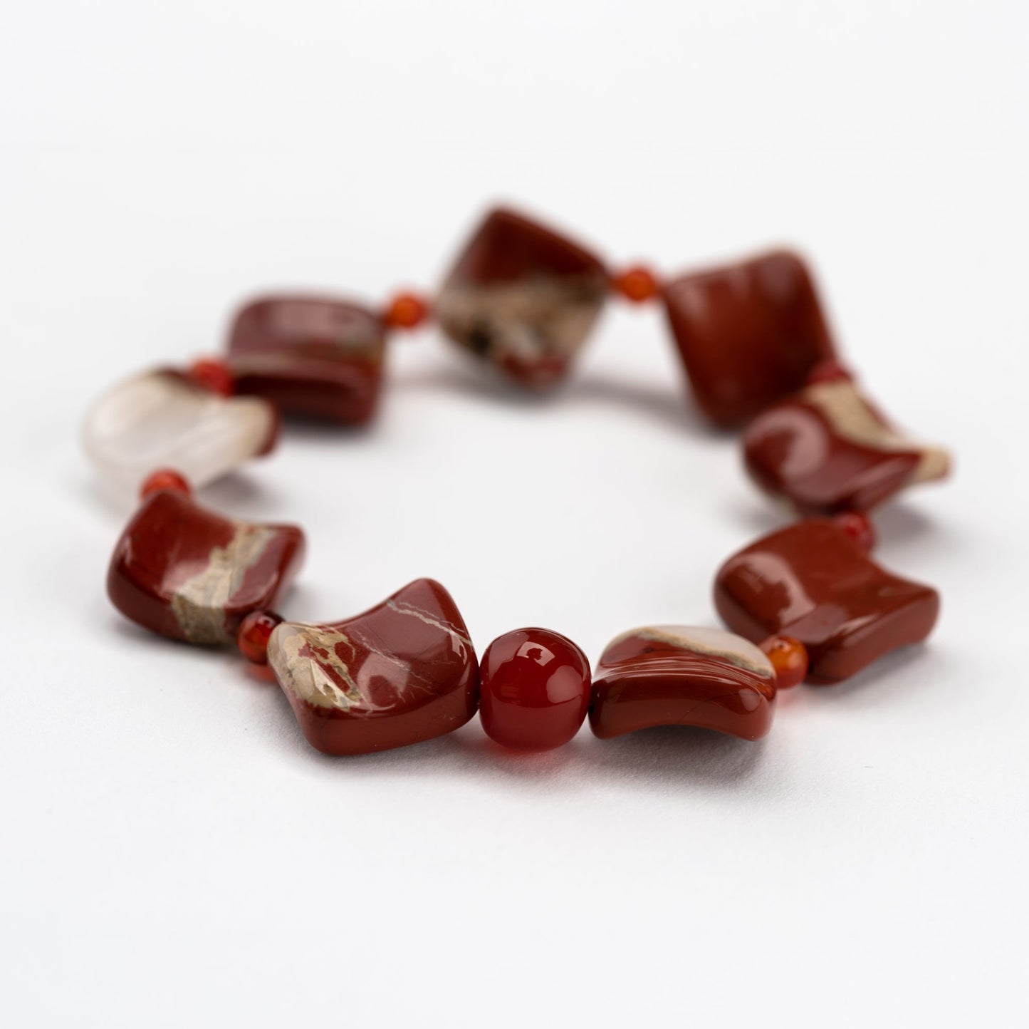 Bracelet Handmade Fiery Red Jasper and Carnelian Bracelet
