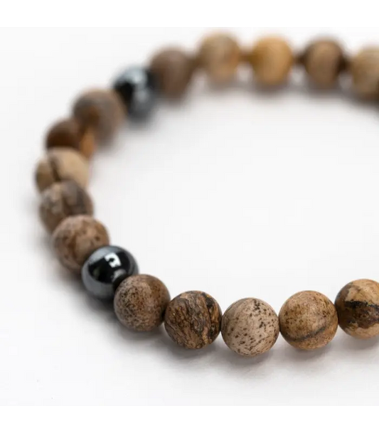 Bracelet Men's Jasper Hematite Bracelet