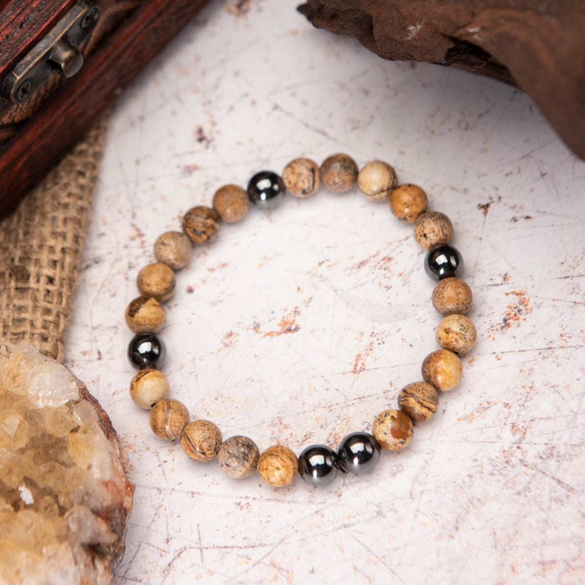 Bracelet Men's Jasper Hematite Bracelet DONE