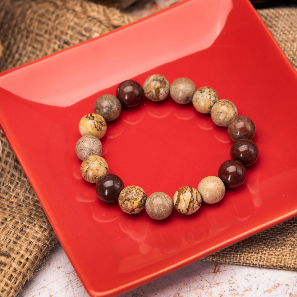 Red Brecciated and Scenic Jasper Bracelet no.65