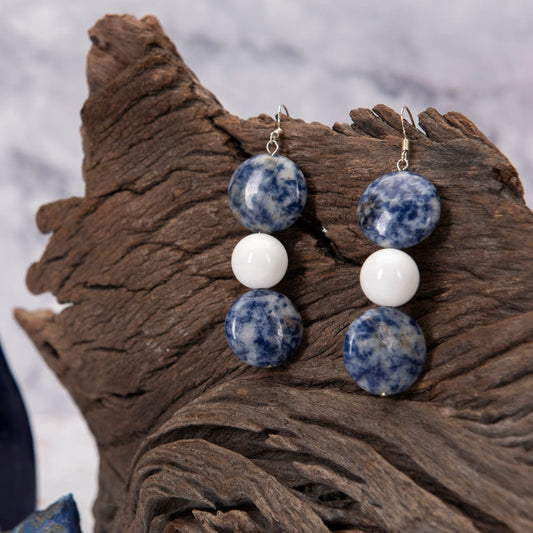 Earrings Spotted Jasper Shell Pearl Earrings no.68