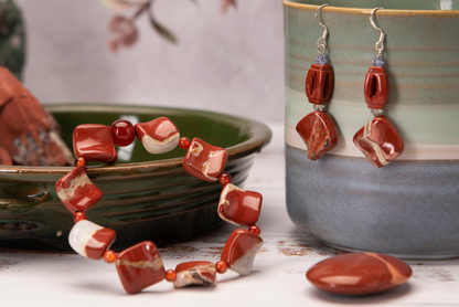 Fiery Red Jasper and Carnelian Bracelet