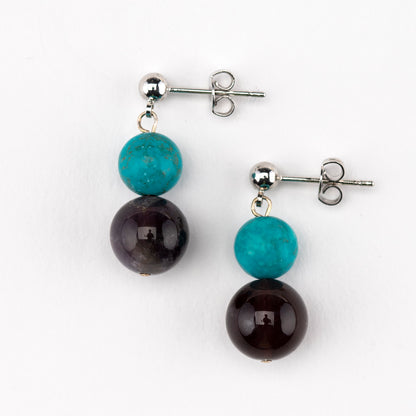 Sinkiang Turquoise & Amethyst Earrings