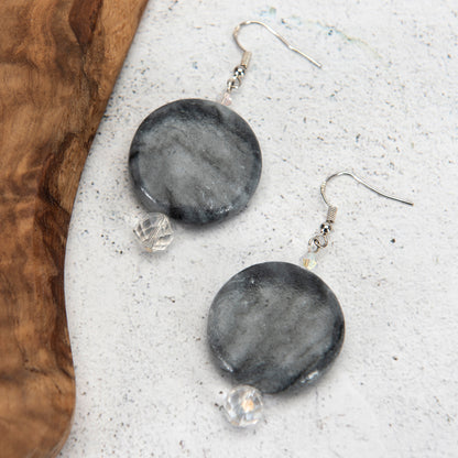 Marble Faceted Aura Glass Earrings