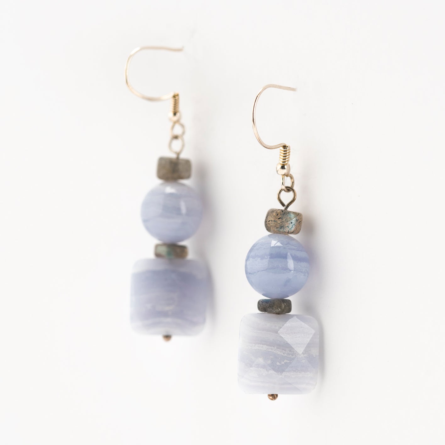 Blue Lace Agate and Labradorite Earrings