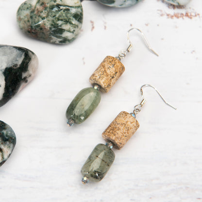 Prehnite Epidote & Jasper Earrings