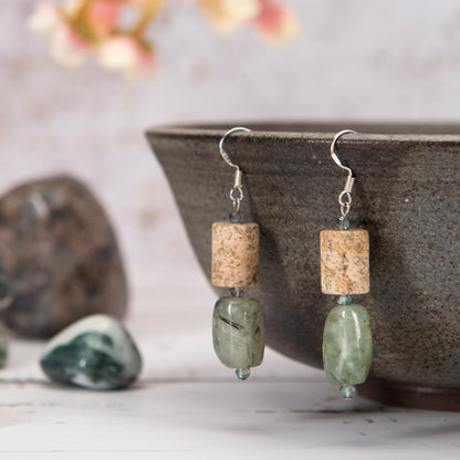 Prehnite Epidote & Jasper Earrings