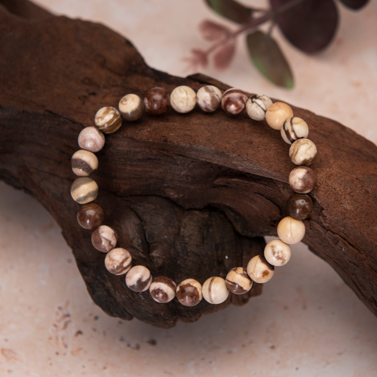 Men's Coffee Zebra Jasper Bracelet