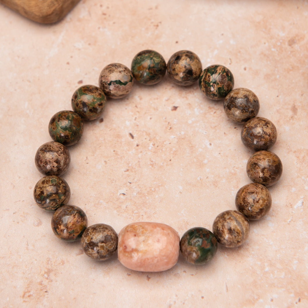 Unisex Jasper Jasper Barrel Bracelet