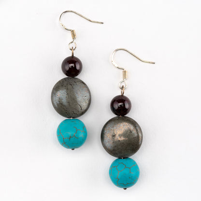 Pyrite Turquoise Earrings