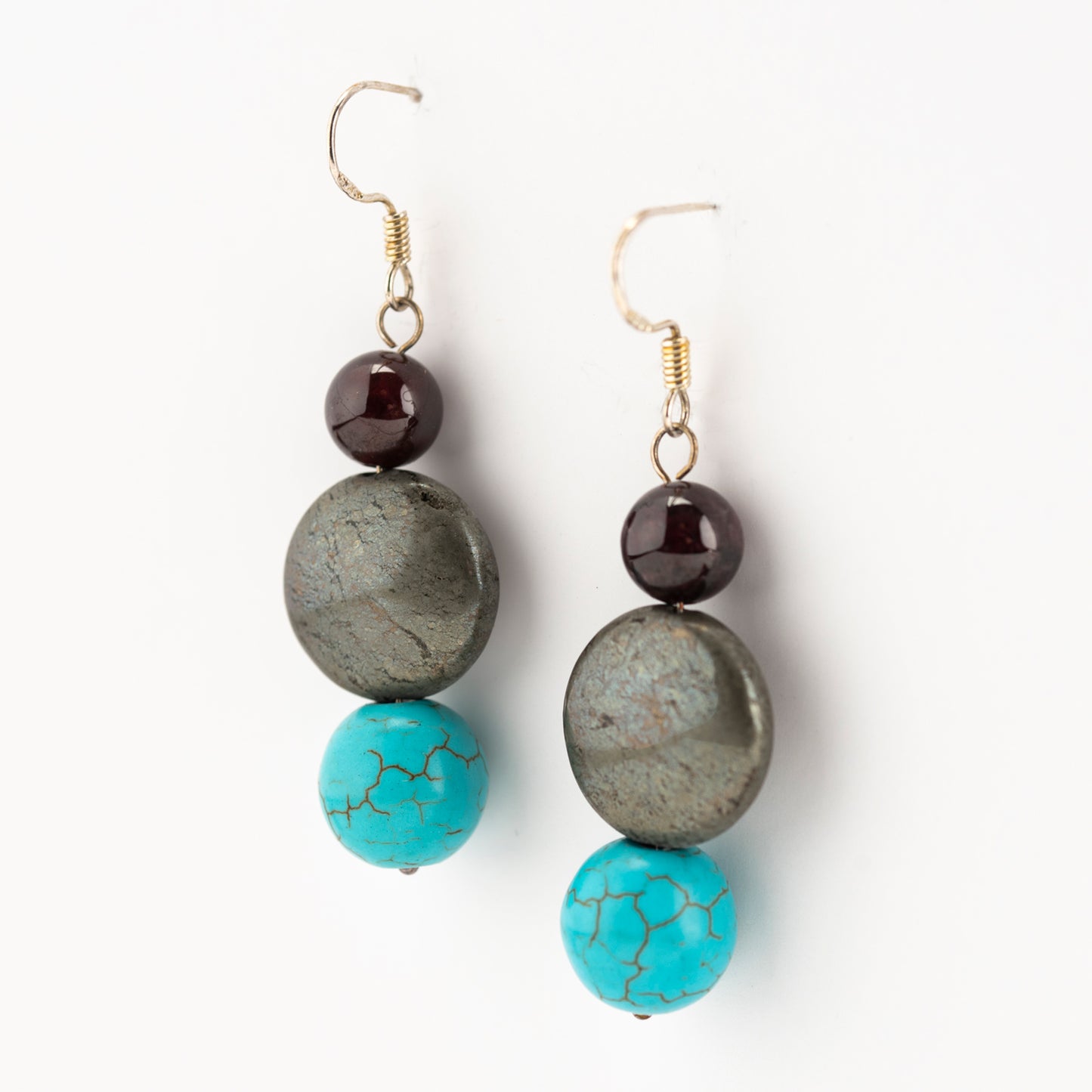 Pyrite Turquoise Earrings