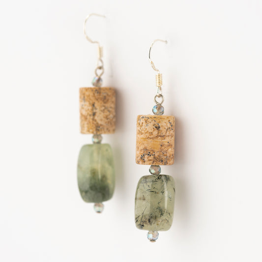 Prehnite Epidote & Jasper Earrings