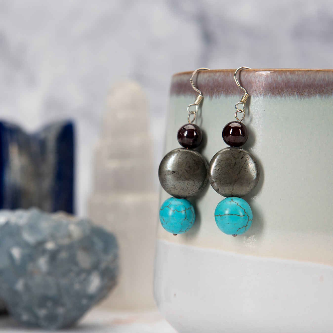 Pyrite Turquoise Earrings