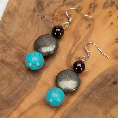 Pyrite Turquoise Earrings