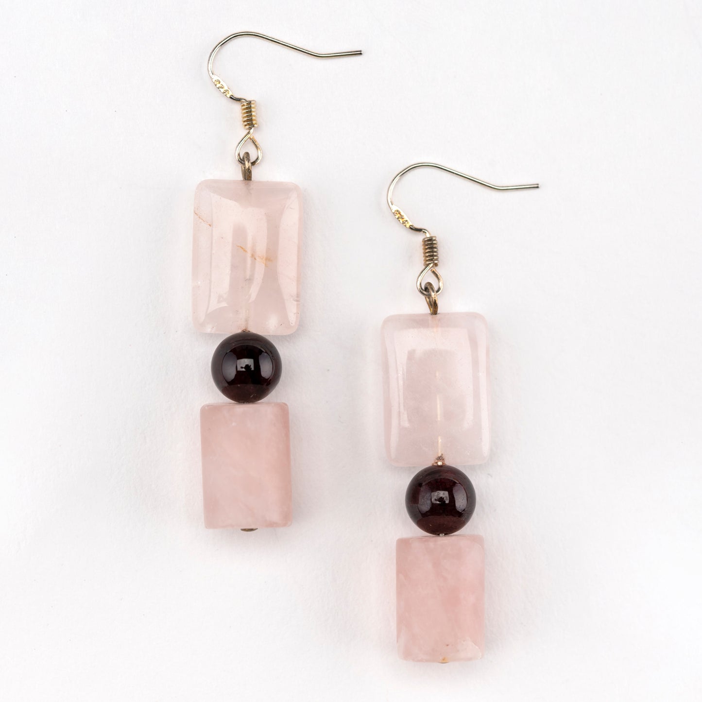 Rose Quartz and Garnet Earrings