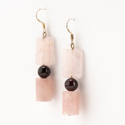 Rose Quartz and Garnet Earrings