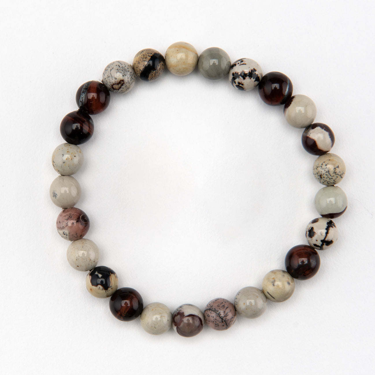 Men's Red Tigers Eye & Jasper Bracelet