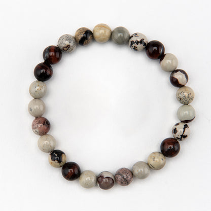 Men's Red Tigers Eye & Jasper Bracelet