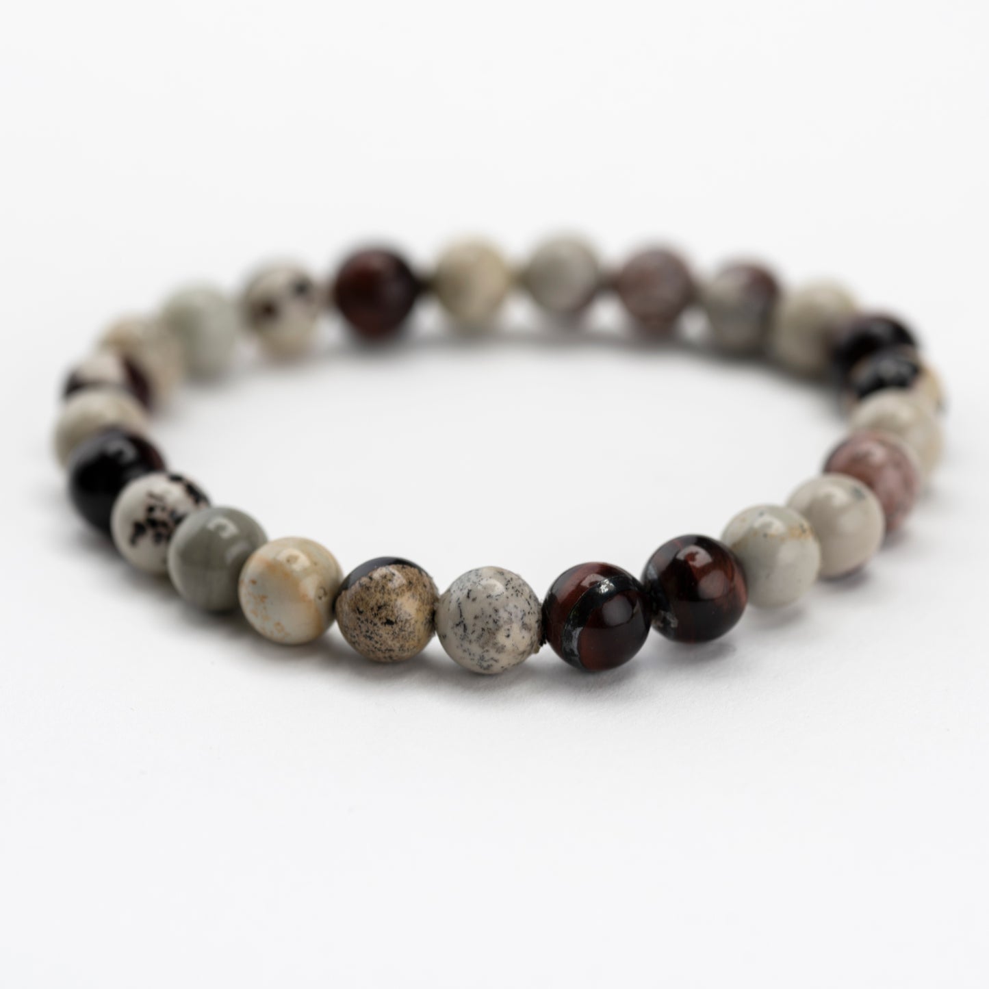 Men's Red Tigers Eye & Jasper Bracelet