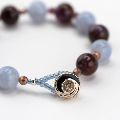 Blue Lace Agate and Amethyst Bracelet