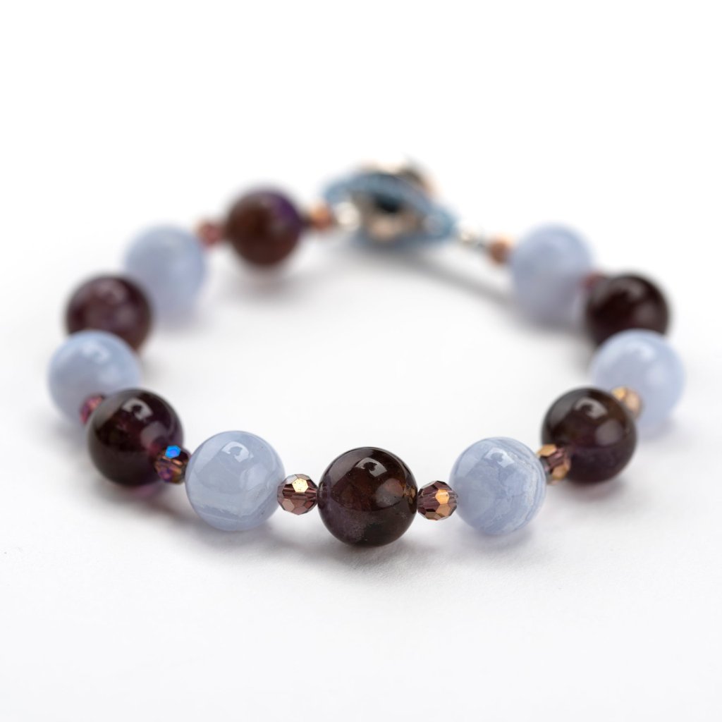 Blue Lace Agate and Amethyst Bracelet