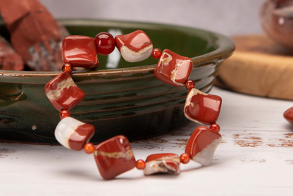 Fiery Red Jasper and Carnelian Bracelet