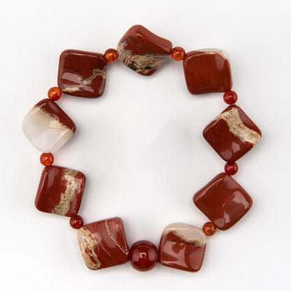 Fiery Red Jasper and Carnelian Bracelet