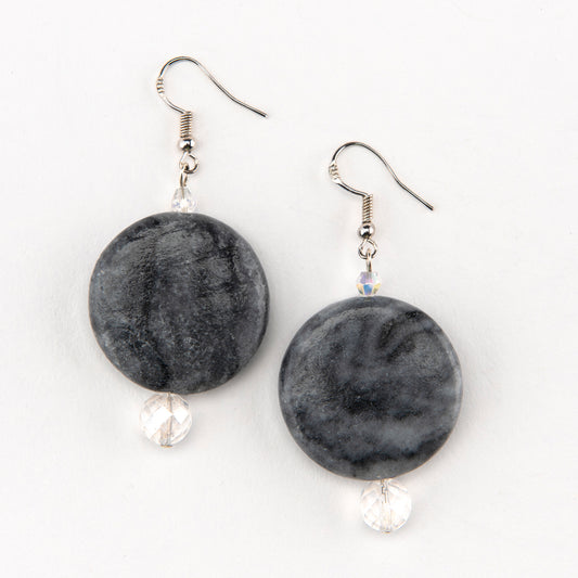 Marble Faceted Aura Glass Earrings