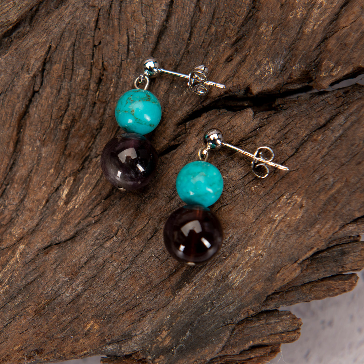 Sinkiang Turquoise & Amethyst Earrings