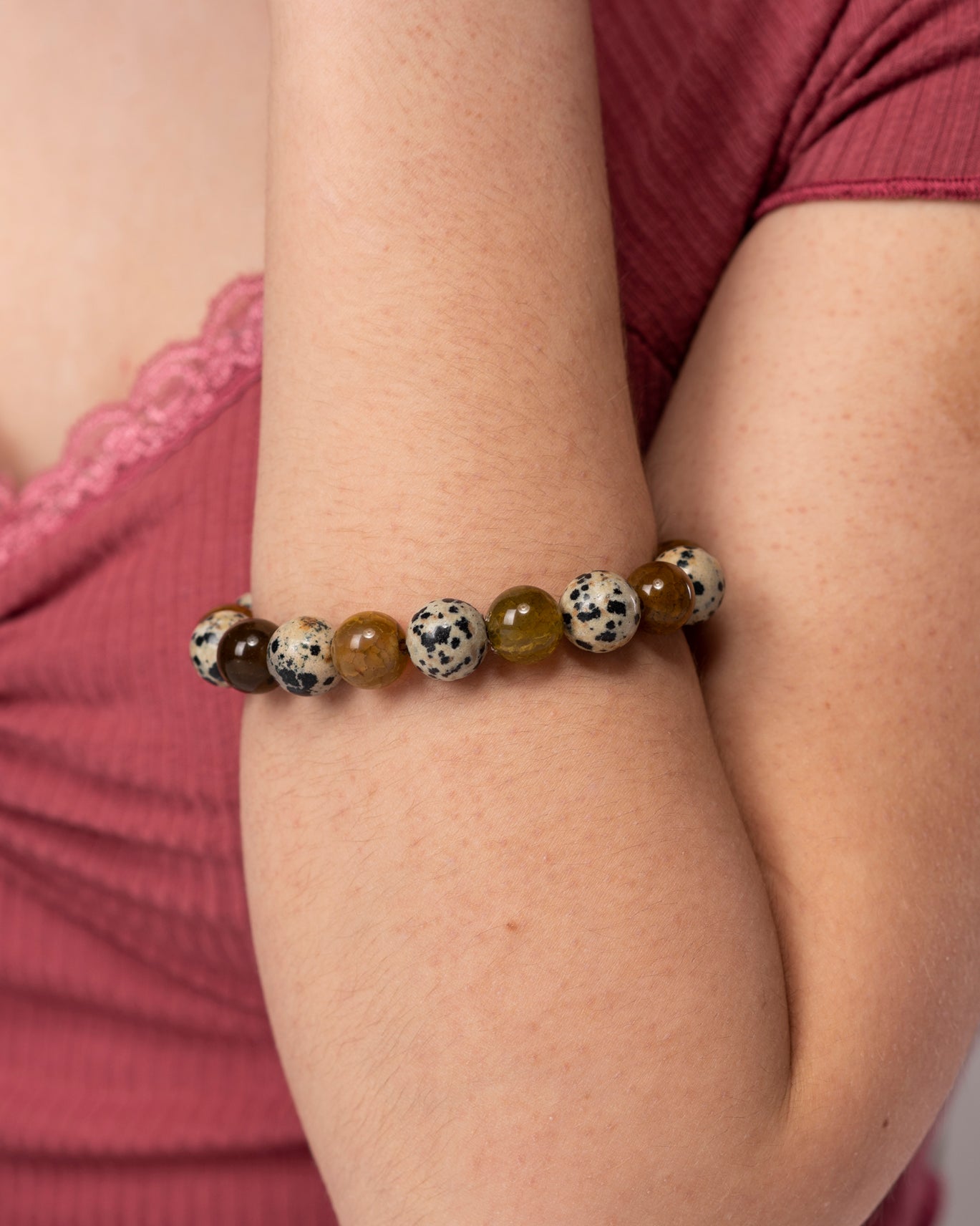 Unisex Dalmatian & Quartz Bracelet