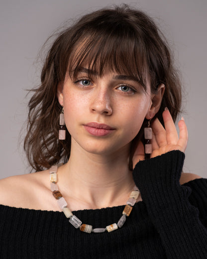 Rose Quartz and Garnet Earrings