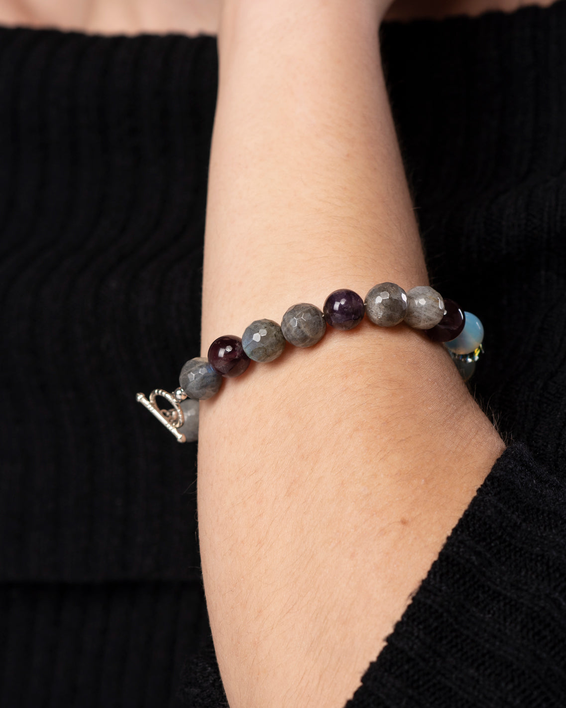 Faceted Labradorite and Amethyst Bracelet