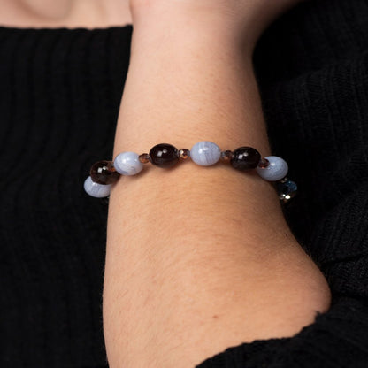 Blue Lace Agate and Amethyst Bracelet