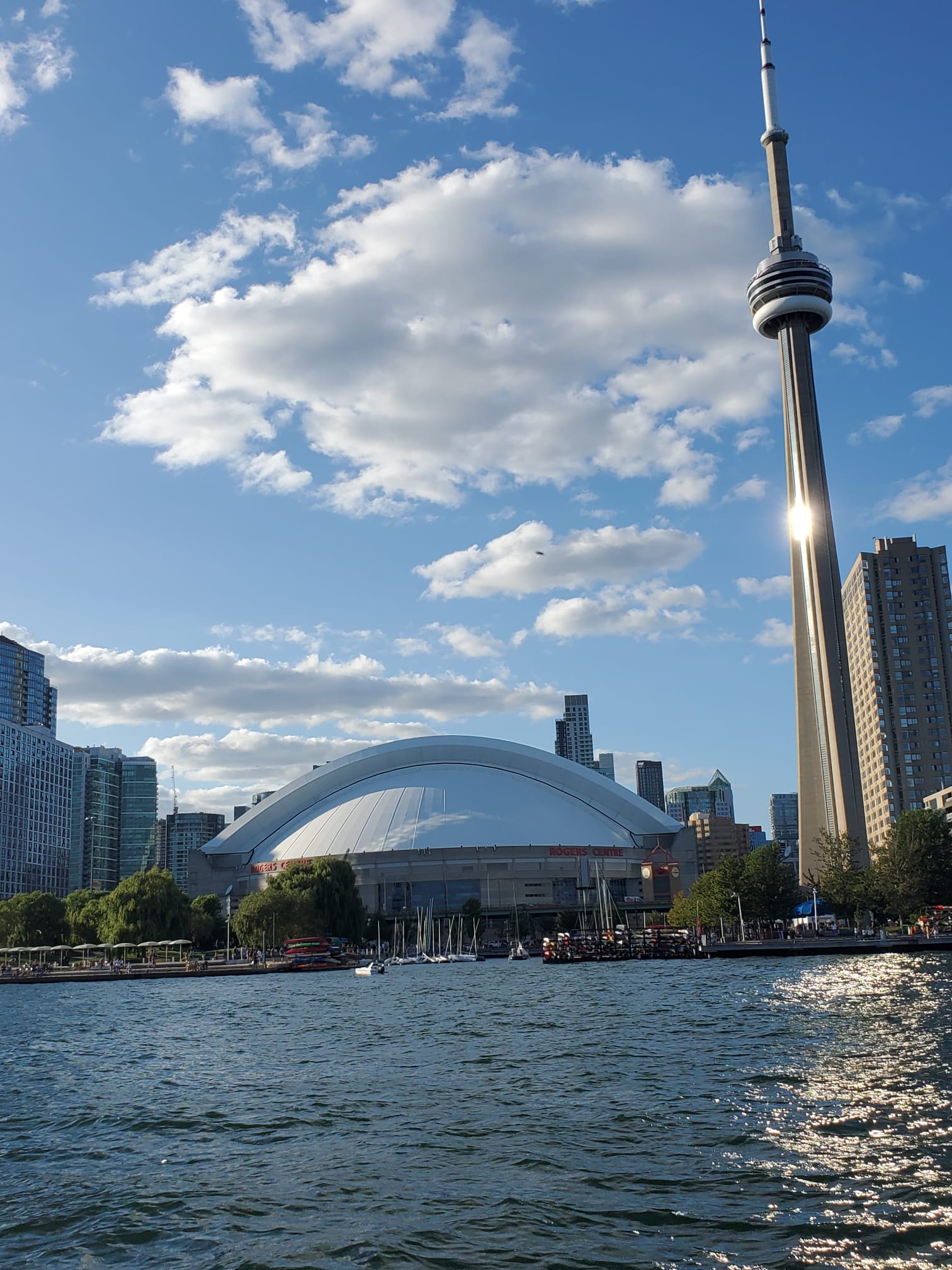 Picture of the CN Tower and the Rogers Centre in Toronto, Canada.