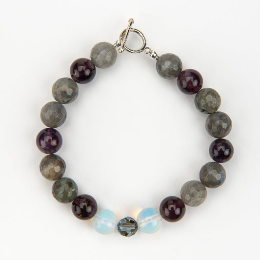 Faceted Labradorite and Amethyst Bracelet