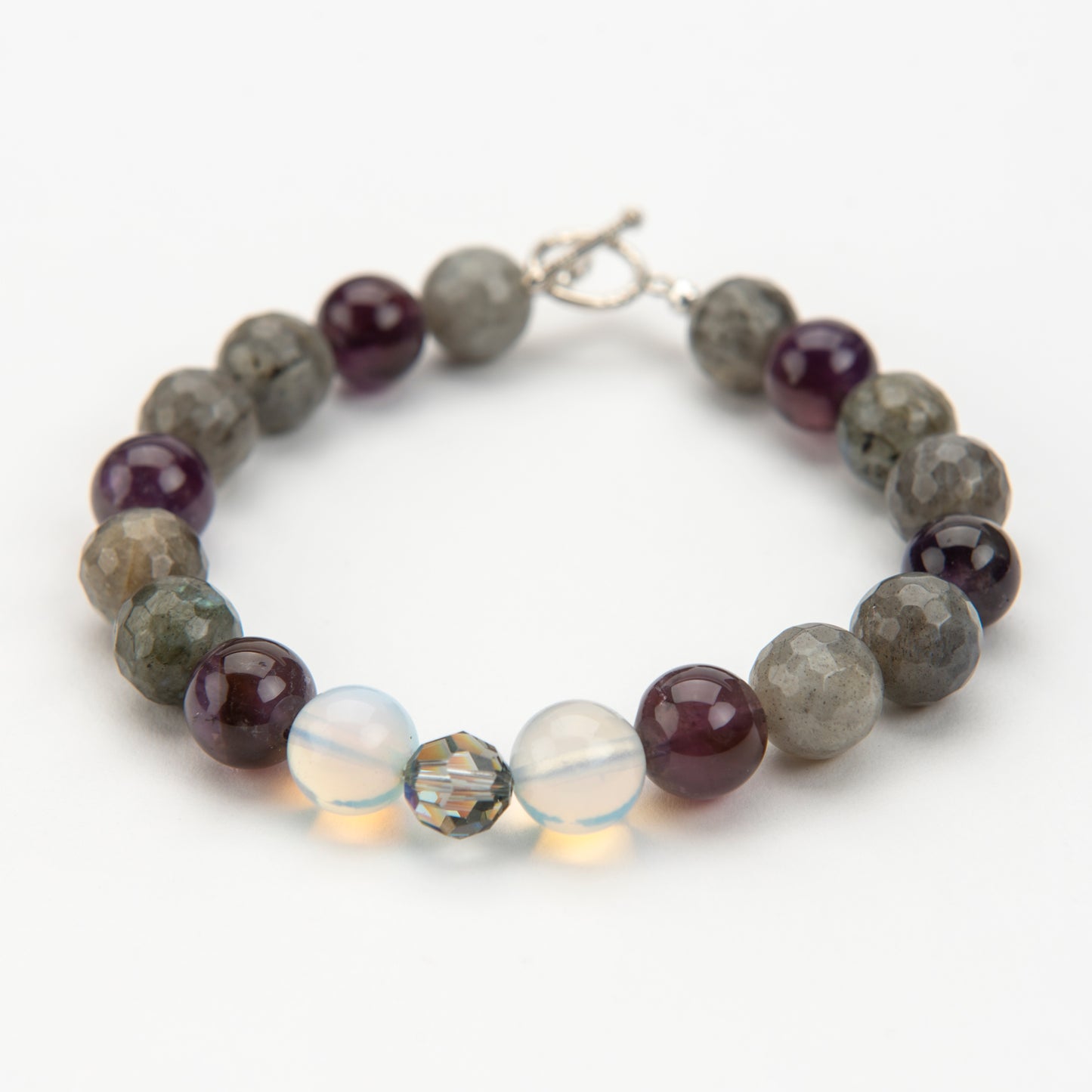 Faceted Labradorite and Amethyst Bracelet