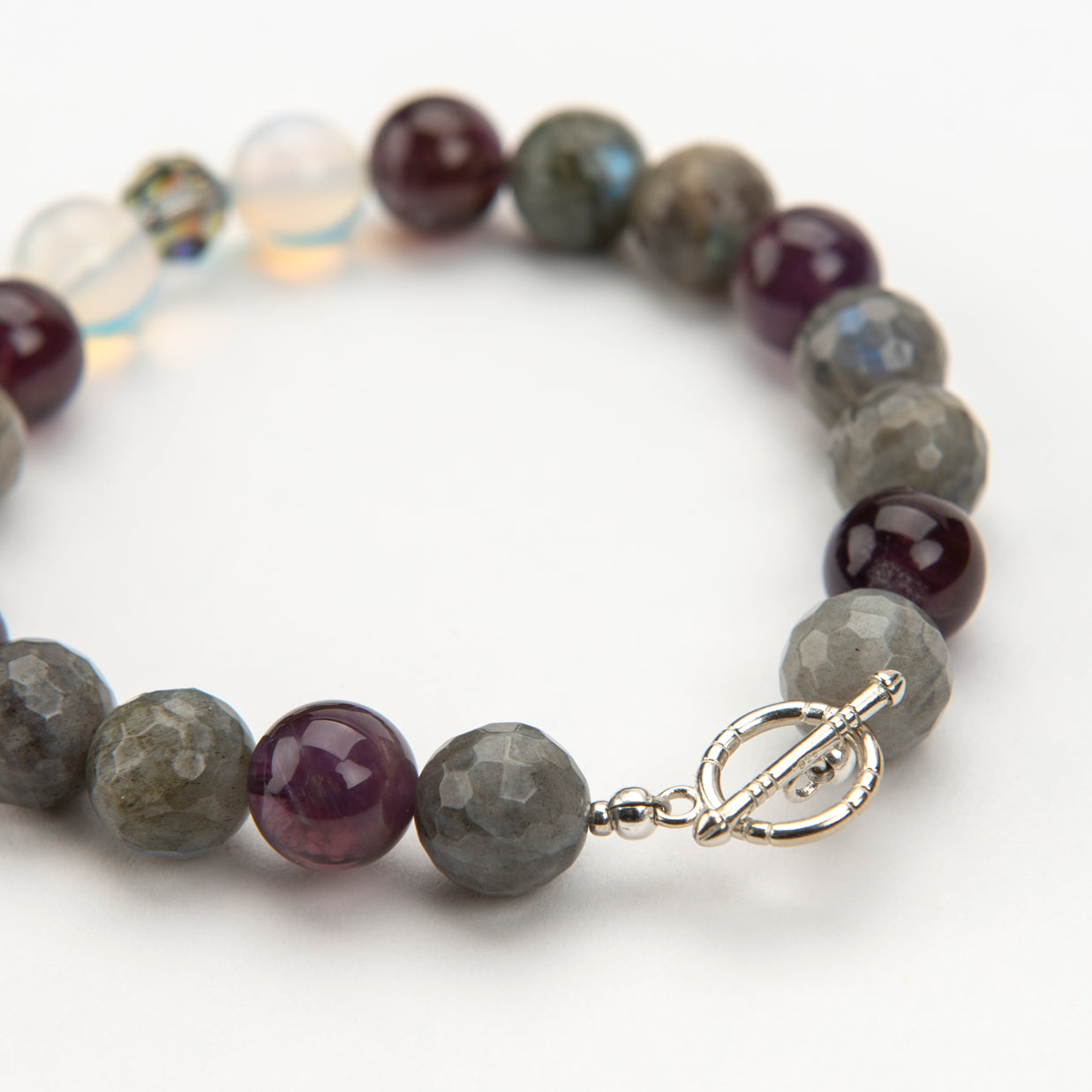 Faceted Labradorite and Amethyst Bracelet