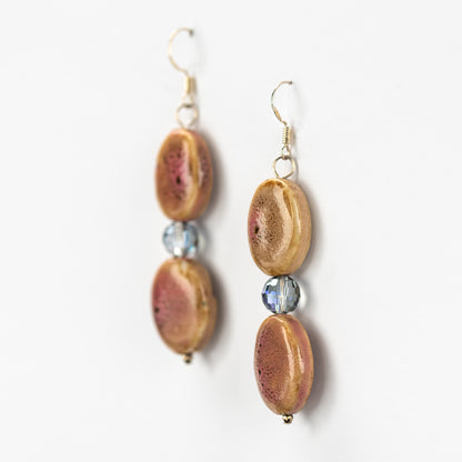 Porcelain Faceted Aura Glass Earrings