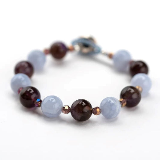 Bracelet Blue Lace Agate and Amethyst Bracelet