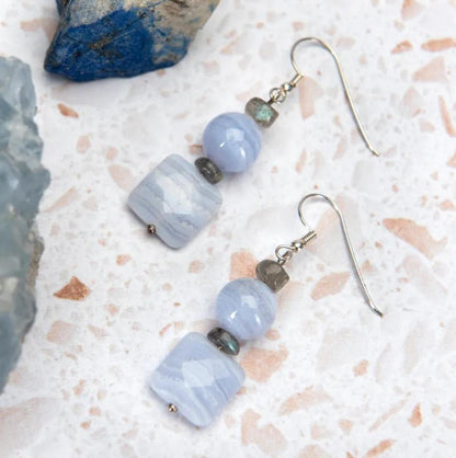 Earrings Blue Lace Agate and Labradorite Earrings