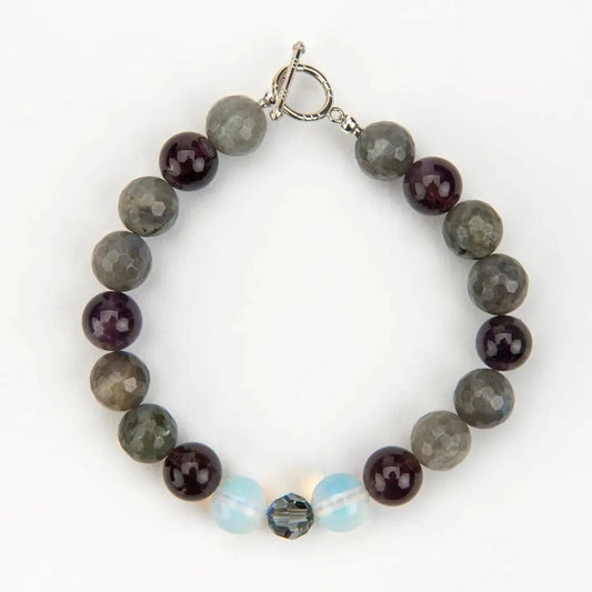 Bracelet Faceted Labradorite and Amethyst Bracelet