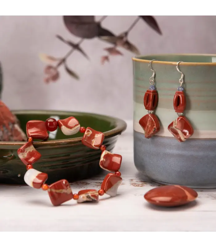 Bracelet Fiery Red Jasper and Carnelian Bracelet