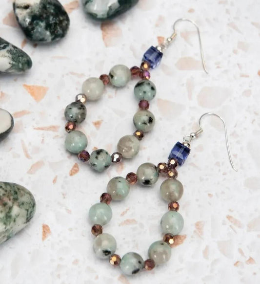 Earrings FLEXY Collection - Kiwi Jasper Hooped Earrings