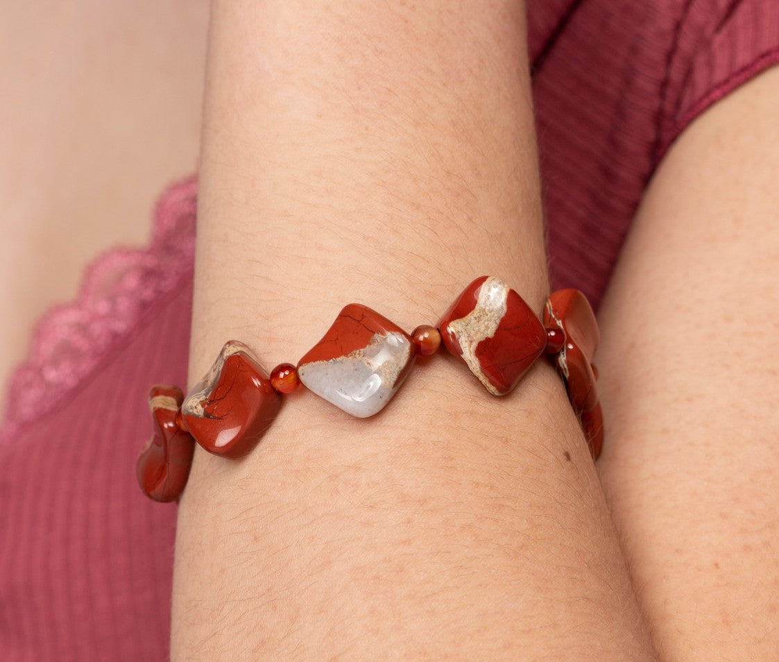 Bracelet Handmade Fiery Red Jasper and Carnelian Bracelet