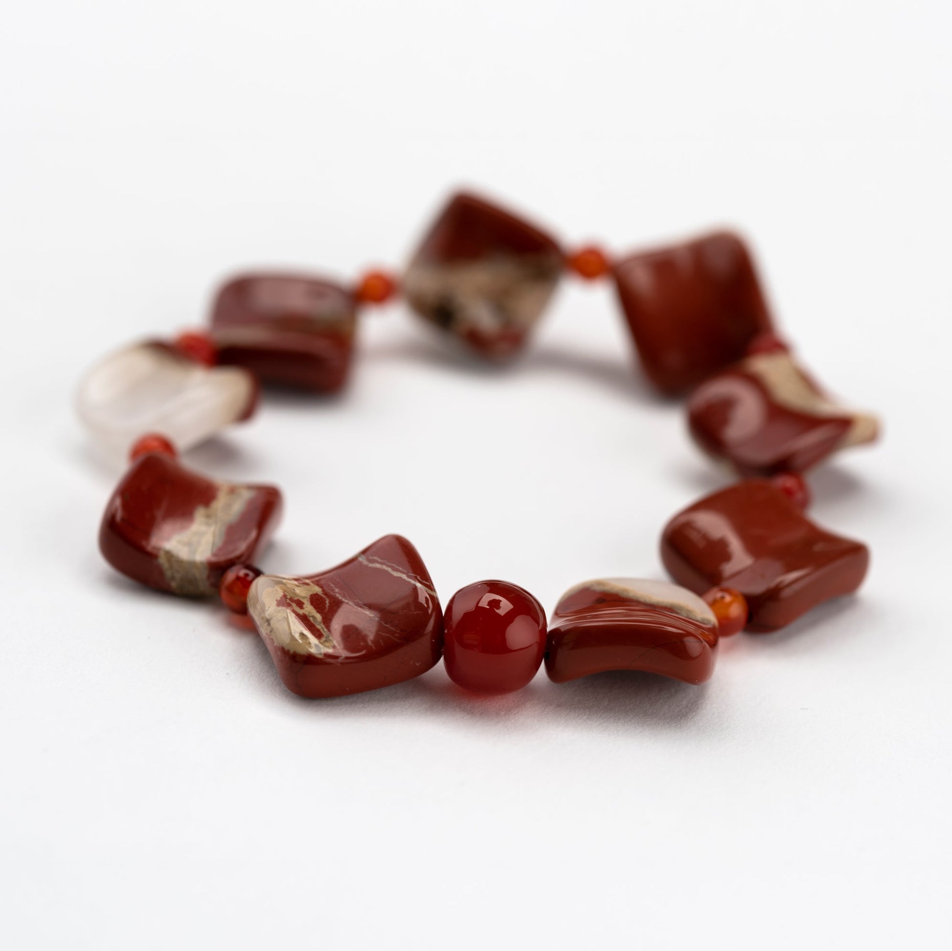 Bracelet Handmade Fiery Red Jasper and Carnelian Bracelet