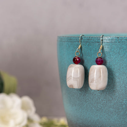 Bundled Set Marble Faceted Glass Bracelet and Earrings - Bundled Set