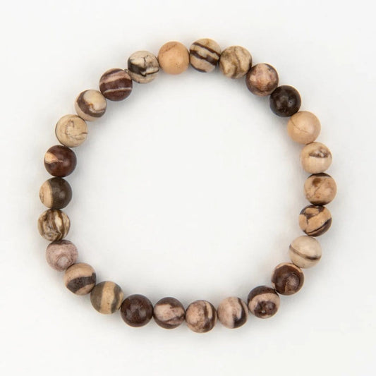 Men's Bracelet Men's Coffee Zebra Jasper Bracelet